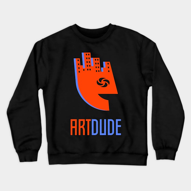 YourArtDude Logo In Red And Lt. Blue Crewneck Sweatshirt by yourartdude